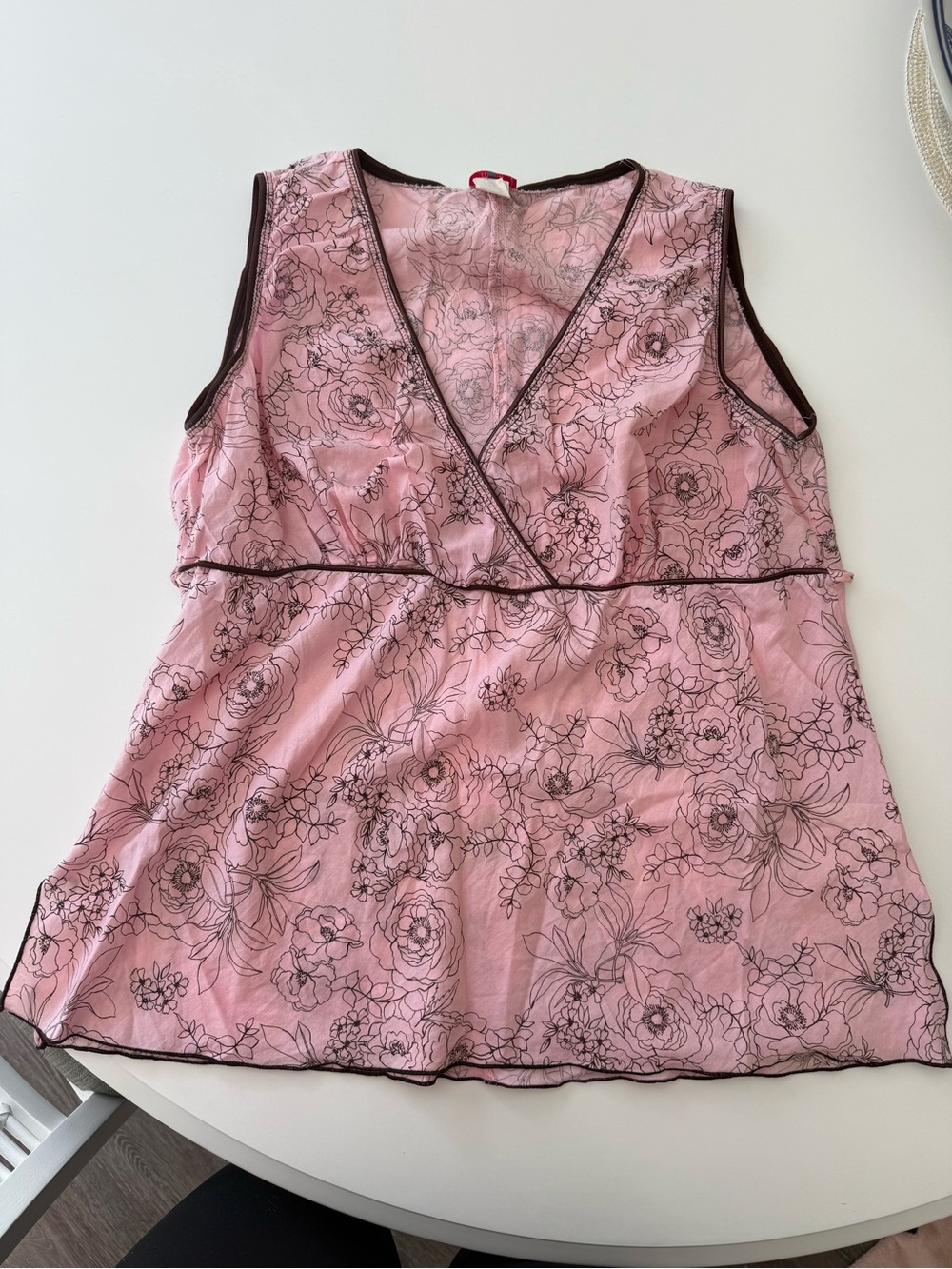 Vintage Pink Floral Babydoll Tank Top 🌸